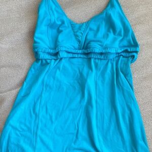 Lululemon Womens Bright Blue Open Back Dignity Halter Workout Yoga Tank